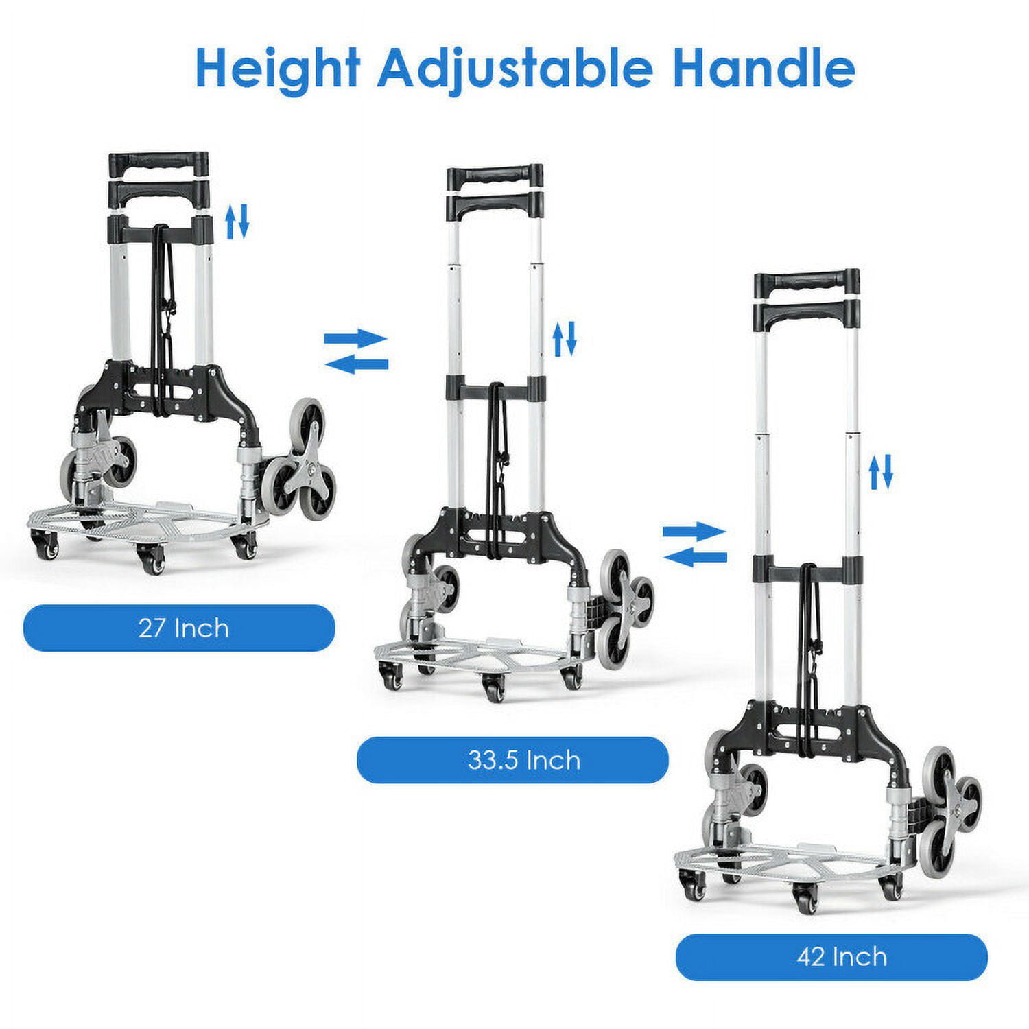 Folding Hand Truck, Stair Climbing Cart, Portable Folding Stair Climbing Hand Truck, for Home Office Travel Use, Silver Folding Hand Truck, Stair Climbing Cart, Portable Folding Stair Climbing Hand Truck, for Home Office Travel Use, Silver