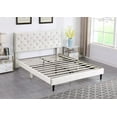 thumbnail image 4 of Queen Upholstered Platform Bed Frame with 48" Tall Adjustable Headboard - Button Tufted Suede Bed - Beige - Oliver & Smith - Princeton, 4 of 6