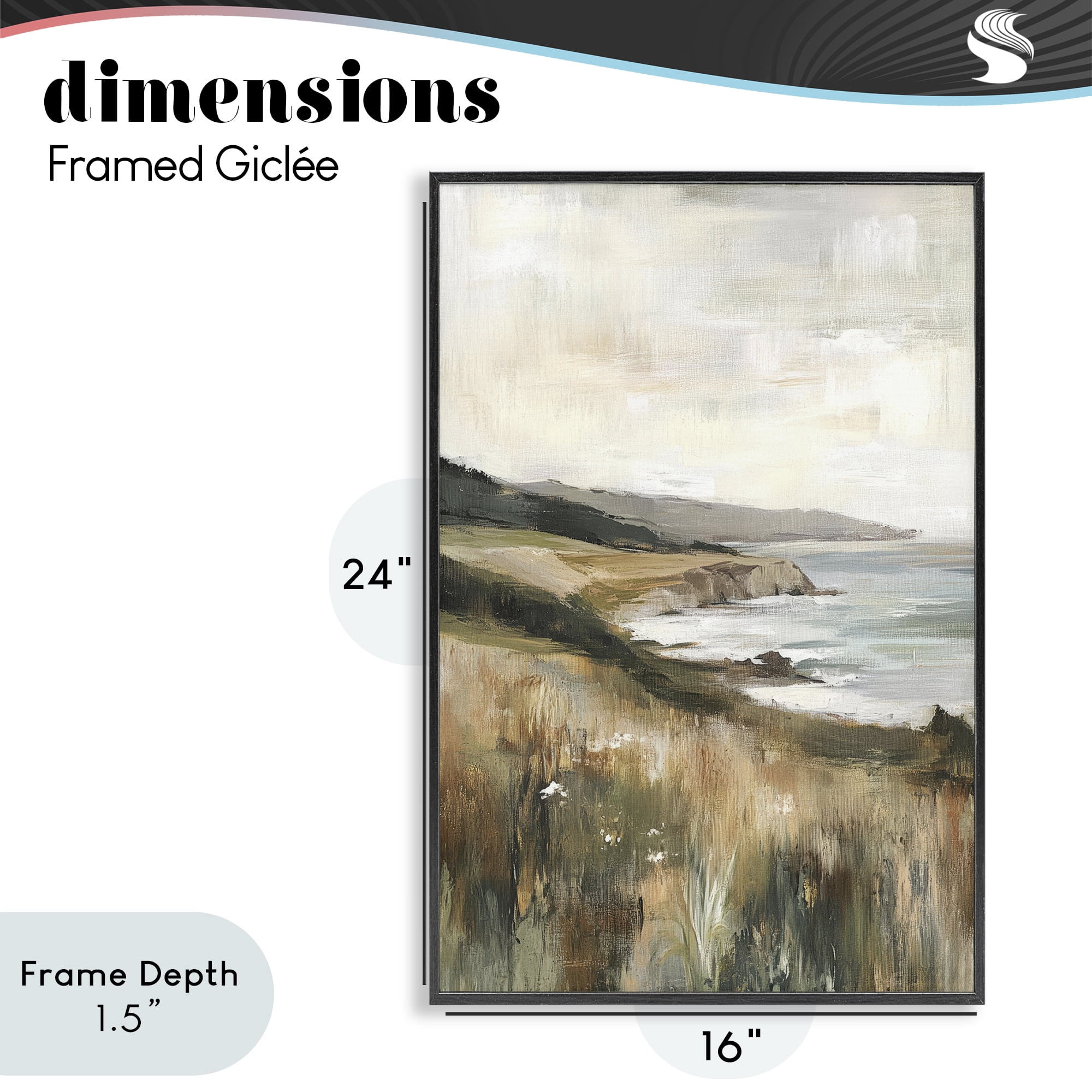 Stupell Industries Northern Coast Cliffside Black Framed Giclee Art, design by Petal Prints Design