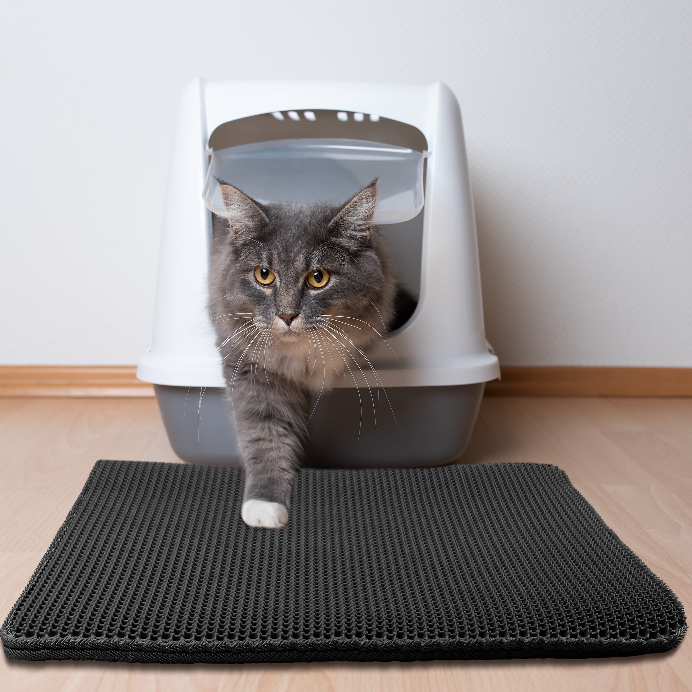 PETMAKER 30x24-Inch Double-Layer Waterproof Cat Litter Mat (Black)