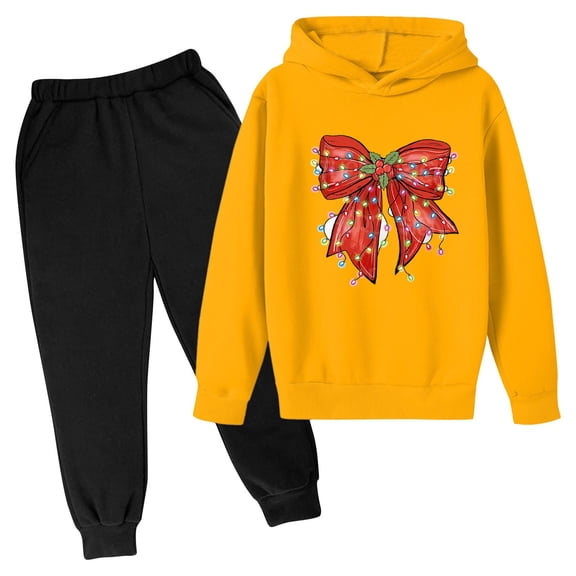 ShomPort Kids Sweatsuit Solid Color Long Sleeve Hooded Sweatshirts and Jogger Sweatpants Toddler Fall Outfits