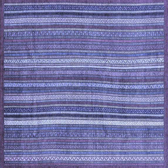 Ahgly Company Machine Washable Indoor Square Abstract Blue Modern Area Rugs, 3' Square