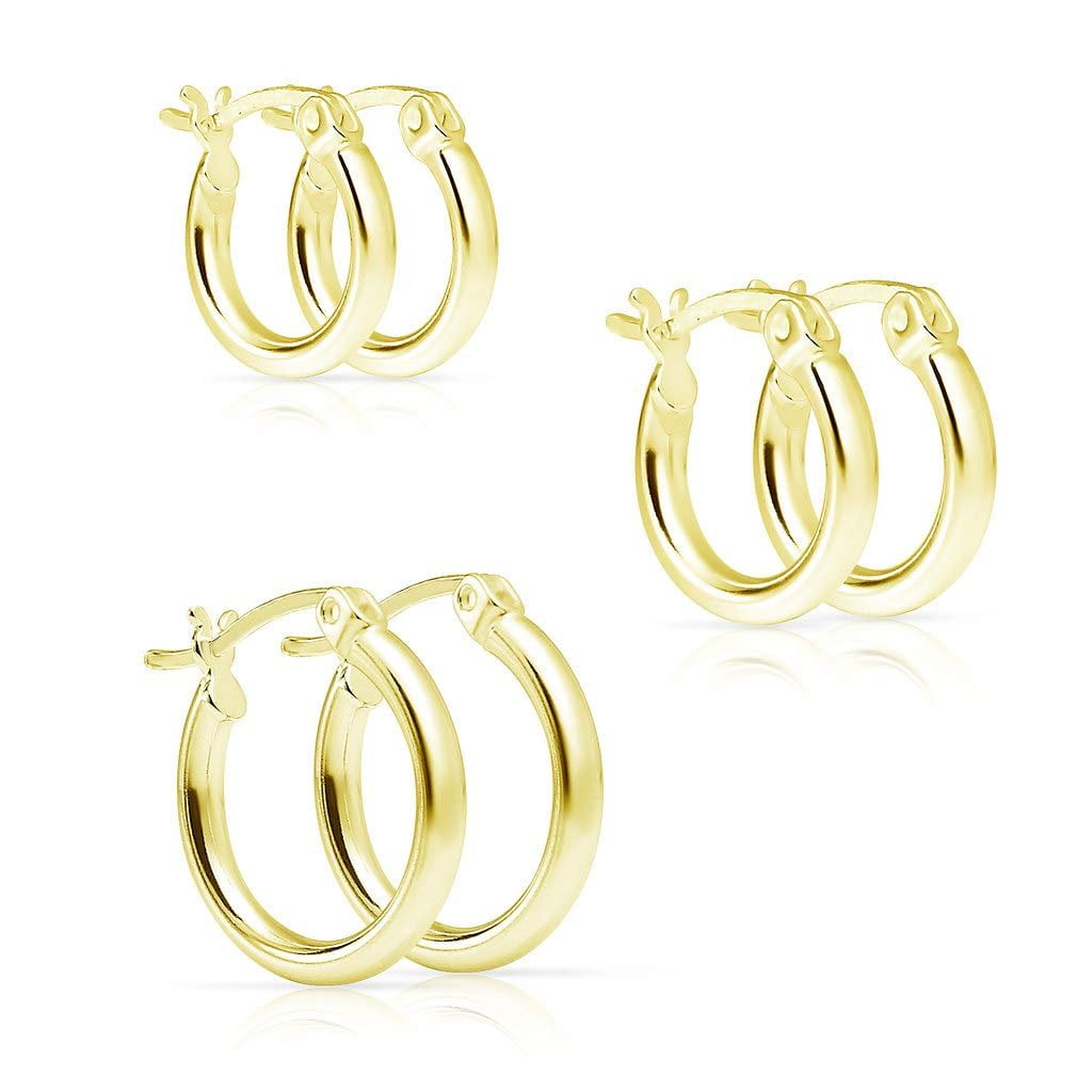 Sterling Silver High Polished Twisted Rope Click-Top Hoop Earrings for Women & Teen Girls Sizes 15mm-60mm Yellow Gold Flashed