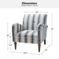 thumbnail image 5 of Stripe Armchair Upholstered Wooden Legs Accent Chair for Living Room Bedroom Adults Navy Stripe, 5 of 9