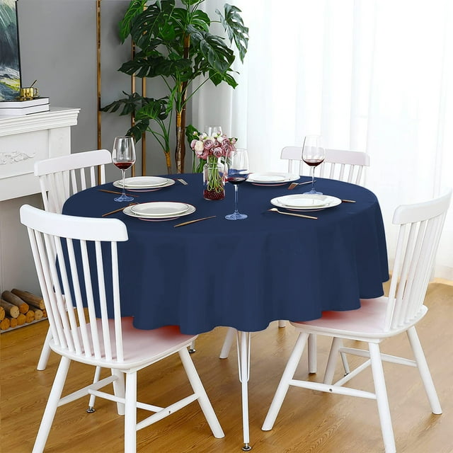 Aodebiao Elegant Round Tablecloth Wrinkle-Resistant Polyester Fabric for Dining Room Restaurant Party Decorations Washable Durable Spandex Blend