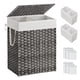 thumbnail image 1 of SONGMICS Cesto de la Ropa, 90 L, Cesto de Lavandería, Tejido a Mano, con Compartimentos Separados, con Tapa y Asas, Ratán Sintético, Plegable, Bolsa de Forro Extraíble, Gris MLCB251G01, 1 of 9