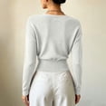 thumbnail image 7 of HBYJLZYG Women's Long Sleeve Wrap Sweater, Solid Ribbed Knit V-Neck Slim Fit, Cropped Versatile Casual Style for Fall Winter Office and Everyday Wear., 7 of 7