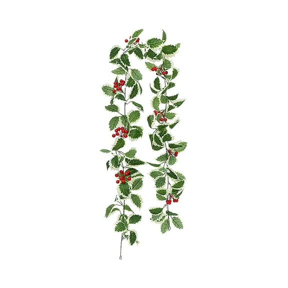 KOYPTL Christmas Garland with Red Berry,6ft Christmas Artificial Flower Garland Greenary Rattan Christmas Decorations for Fireplace Mantle Wedding Table Center Outdoor Front Door Indoor Home Decor