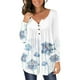 thumbnail image 2 of Camiseta informal para mujer, blusa estampada de manga larga con cuello redondo y botones fruncidos Fridja  bvmnju3036, 2 of 6