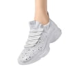 thumbnail image 3 of LUCKY STEP Fashion Rhinestone Mesh Sneaker Breathable Glitter Walking Shoes,White,Womens, 3 of 5