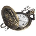 thumbnail image 1 of Reloj de bolsillo Realpoo de cuarzo con locomotora izquierda y cadena de bronce, 1 of 7