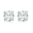 thumbnail image 6 of AVORA 10K Yellow Gold Princess Cut 6mm Simulated Diamond CZ Stud Earrings, 6 of 6