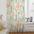 thumbnail image 5 of Teal Red Coastal Sheer Curtains 108" Extra Long, Nautical Seahorse Beach Coral Starfish Beige Light Filering Curtains, Privacy Drapes Simi Floor to Veiling Curtain for Living Room Window Treatment, 5 of 9