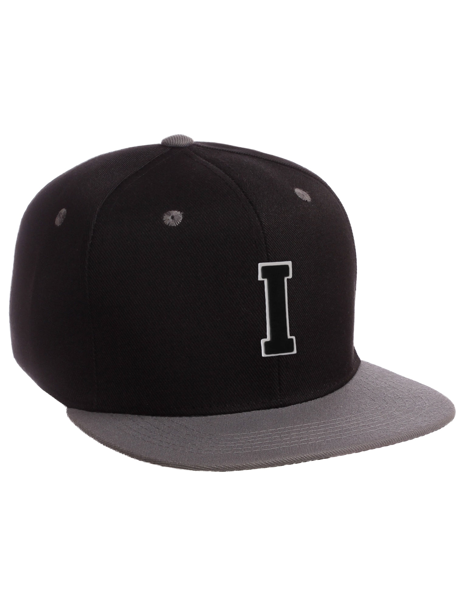 Custom Initial Snapback Hat - A To Z Letters Light Grey Cap With Adjustable Fit
