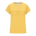 thumbnail image 5 of yillto Girls Short Sleeve Tshirt Crew Neck Pleated Tops Summer Solid Color Casual Basic Tee Shirts, 5 of 5