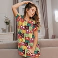 thumbnail image 3 of Easygdp Cute Cartoon Cat Camisón de manga corta para mujer, informal, estampado, 3 of 6