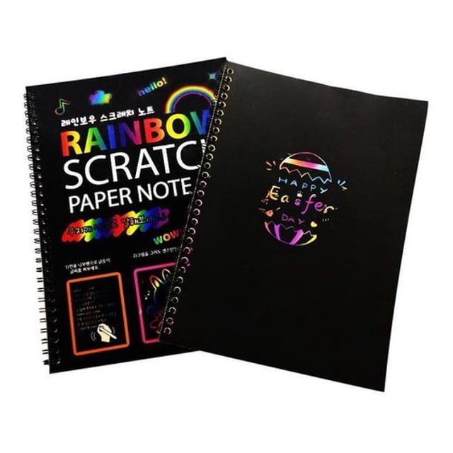Cuaderno Dibujo Para Rascar Arcoíris Mágico 10 Hojas Negras Genérica Scratch