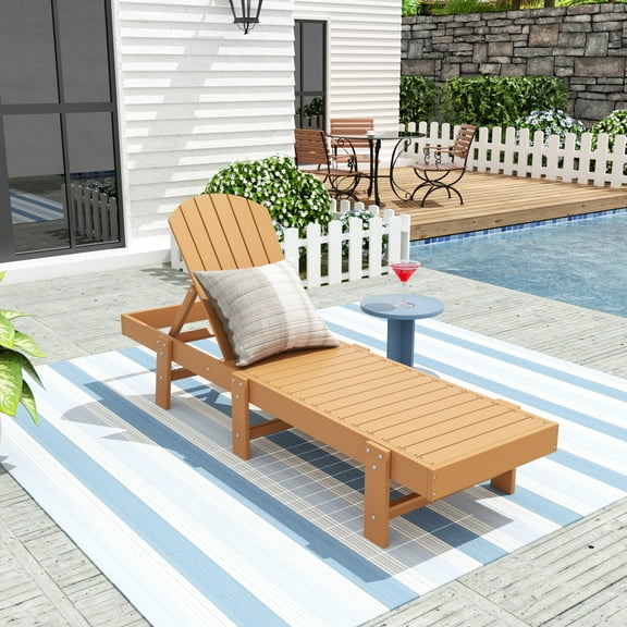 WestinTrends Classic Adirondack Poly Reclining Chaise Lounge,Teak