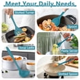 thumbnail image 2 of Walchoice 5 Pcs Silicone Cooking Utensils Set, Heat-Resistant Kitchen Utensils Set, Food-Grade Kitchen Tools, Soup Ladle, Slotted Spoon, Slotted Turner, Spoon, Pasta Server - Blue, 2 of 7