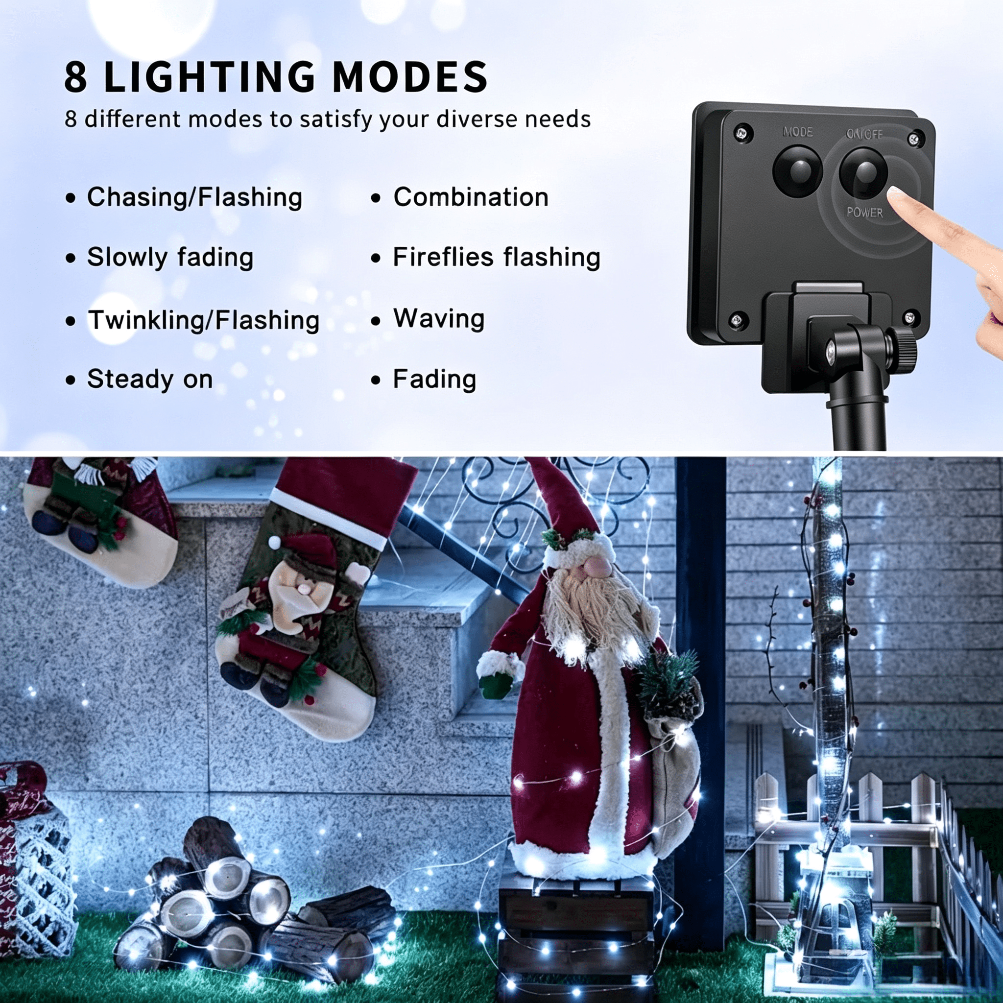 2-Piece Set Blue Solar Fairy Light String, 330 Led Outdoor Solar Christmas Lights, 8 Modes Of Wired Solar Flashing Light String, Suitable For Christmas Trees, Wedding Parties, Gardens And Courtyards