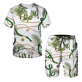 thumbnail image 5 of Conjunto de camiseta y pantalones cortos de manga corta holgados con cuello redondo y cadena de estilo europeo con estampado 3D nuevo de verano para niños, 5 of 5