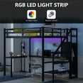 thumbnail image 6 of DreamBuck Full Size Loft Bed with L-shaped Desk and Storage Staircase, Metal Loft Bed Frame with Wardrobe and Adjustable Shelf, Full Loft Bed with LED Light and USB Port for Teens, Adults, 6 of 9