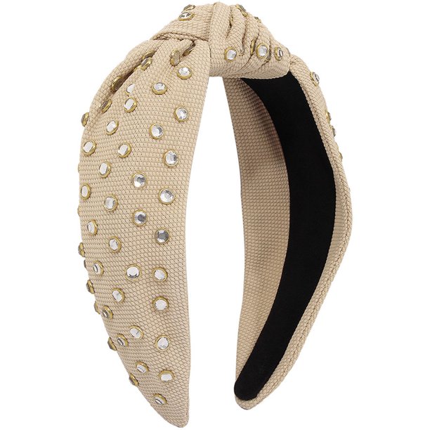 Bandas Laklulu para mujeres, bandas para mujeres, bandas para mujeres, banda ancha anudada, banda para el cabello superior adornada con joyas, elegante banda para el cabello para damas