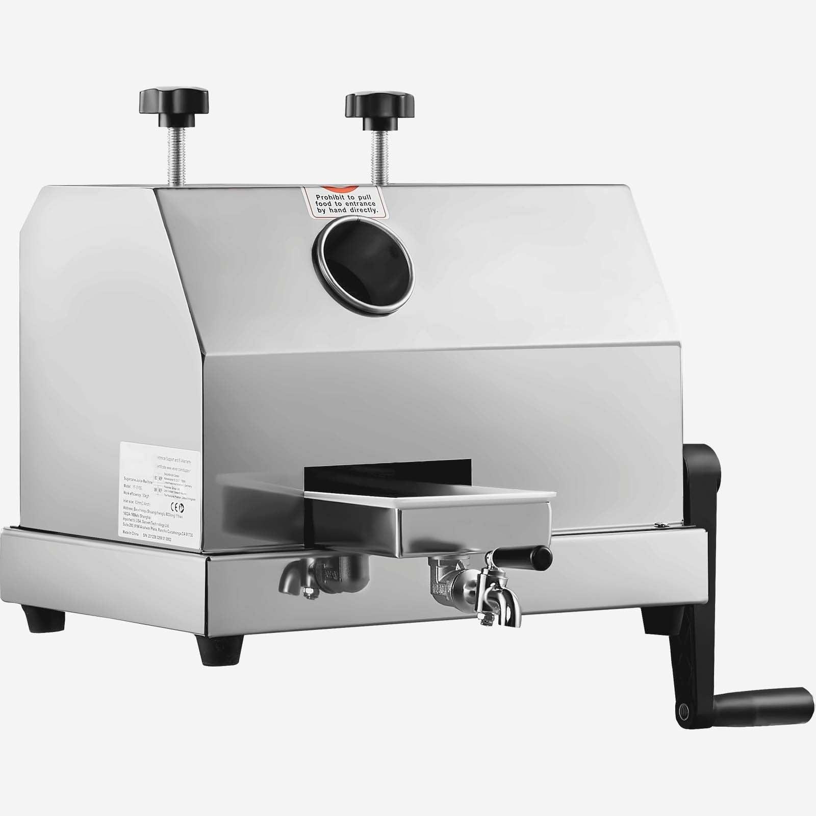 Sugarcane Juicer Machine, 110LBS/H Manual Sugarcane Juice Extractor, 3 Stainless Steel Rollers, 2.4" Inlet, Commercial/Home Use
