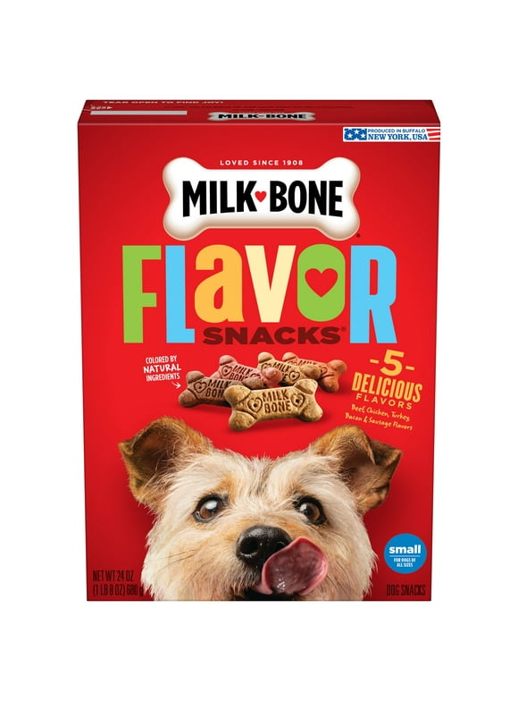 Milk-Bone Flavor Snacks Small Dog Biscuits, Flavored Crunchy Dog Treats, 24 oz.