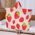 thumbnail image 5 of Red Strawberry Plants Fruit Pink Pattern Hooded Bath Towel，60"x35" for Ages 3 To 12 Kids, Quick Dry Lightweight Soft Microfiber Hood Beach Towel Cover Up for Kids, 5 of 7