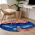 thumbnail image 5 of Independence Day Round Living Room Rugs 4 ft, Watercolor Flying Eagle Red Blue USA Flag Washable Area Rug with Non-Slip Sturdy Edge Binding Round Carpet for Entryway Kitchen Bedroom Bathroom, 5 of 9