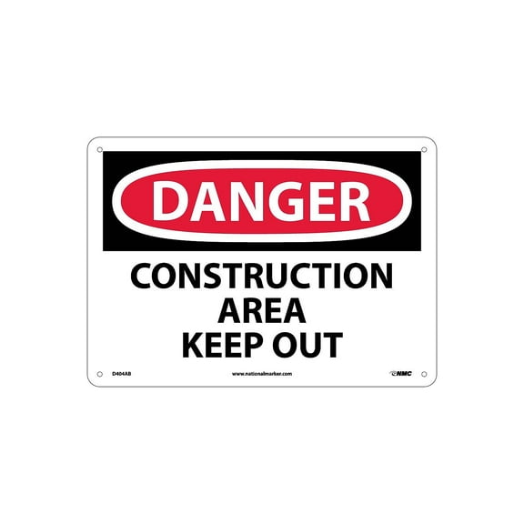 National Marker Danger Construction Area Keep Out 10X14 .040 Aluminum Danger Sign D404AB