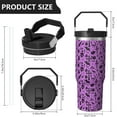 thumbnail image 4 of 30oz Handheld Travel Tumbler with Handle – Double Wall Stainless Steel Insulated Cup, Flip Straw Lid, Leak-Proof & BPA-Free for Hot and Cold Drinks – Durable Coffee & Juice Mug Pink, 4 of 7