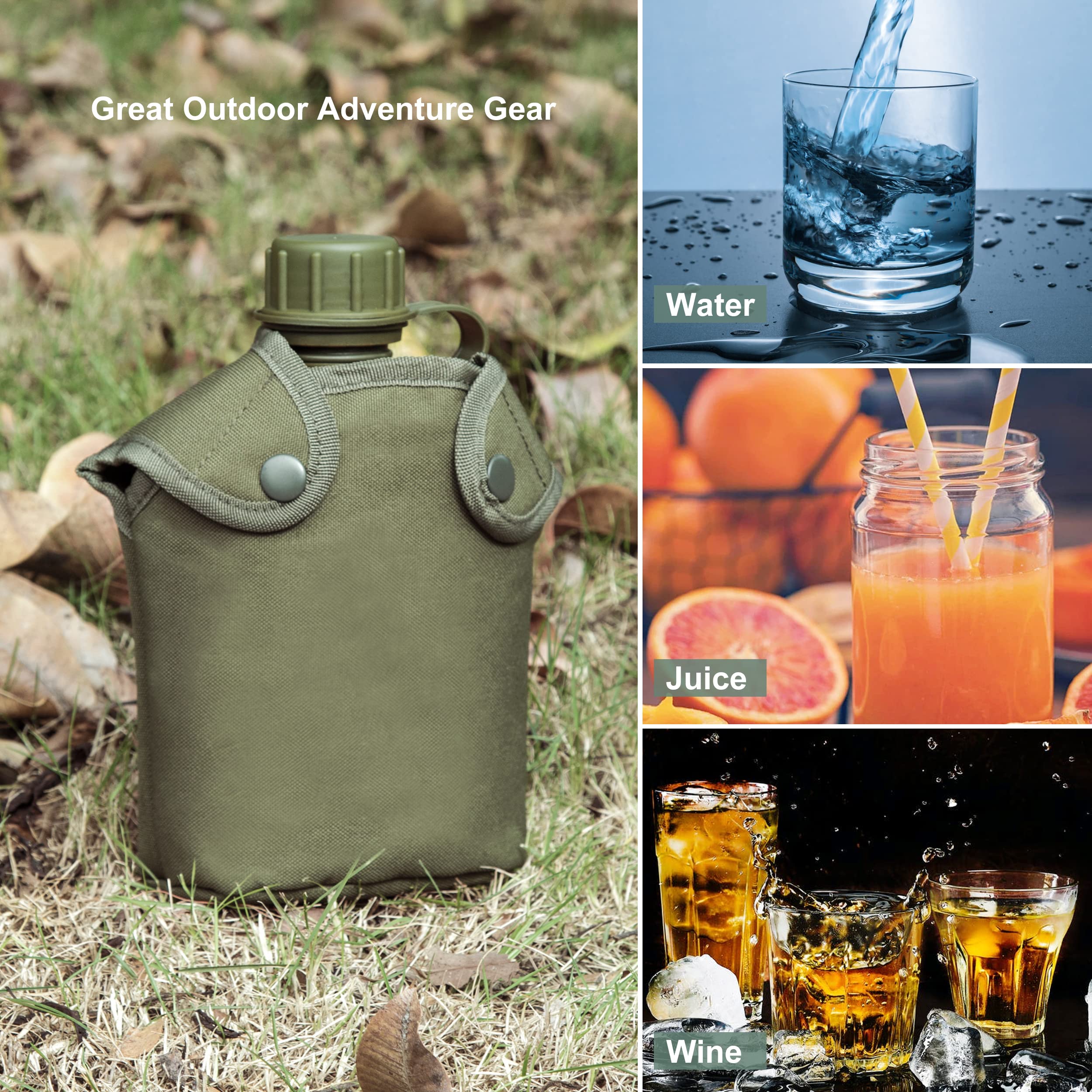 Diyeeni 2L Tactical Water Bottle - Insulated PVC Bottle With Removable Sleeve Bag, Leak Proof For Outdoor Sports
