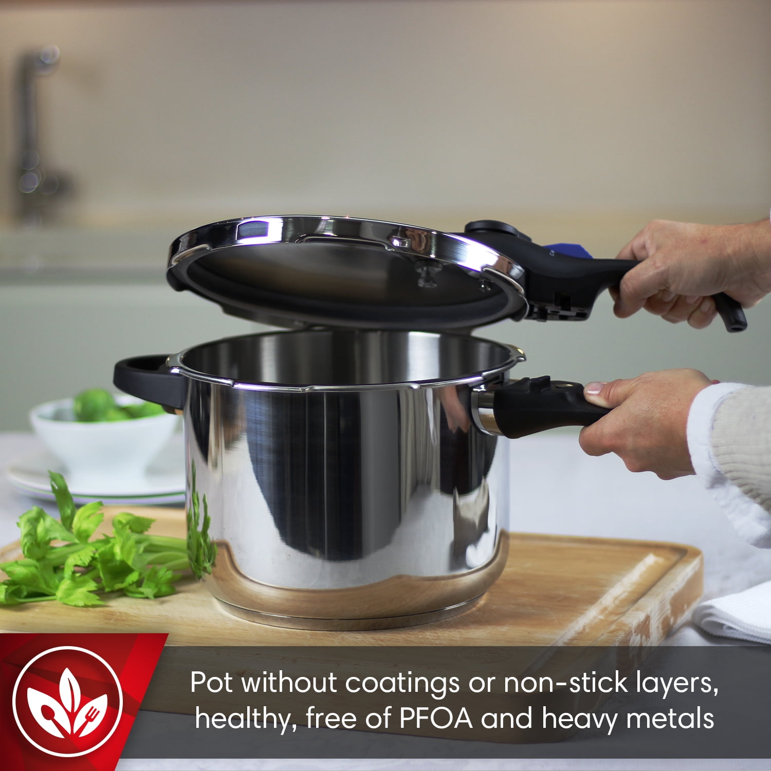 Magefesa Favorit Pressure Cooker Set, 3.2  & 6.3 Qt, Stainless Steel, Induction Compatible, 5 Safety Systems