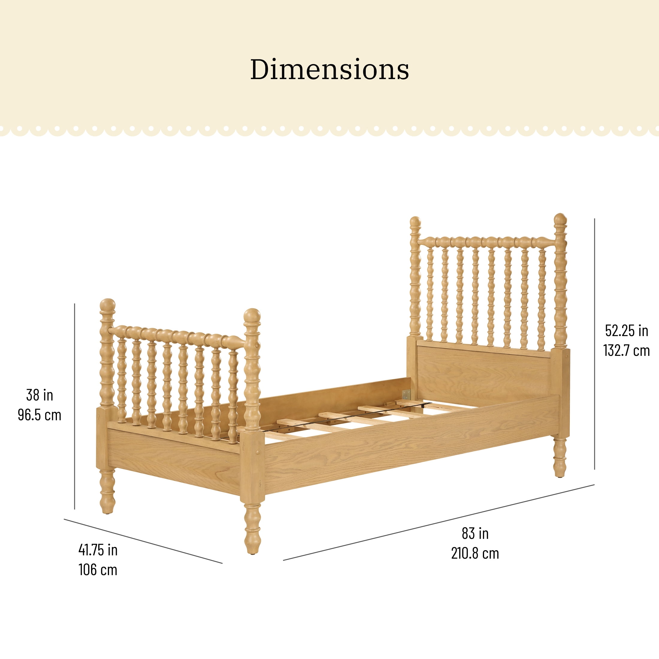 The Pioneer Woman Harper Twin-Size Spindle Bed, Wheat Finish