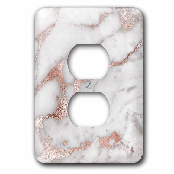 3dRose, Image of Chic Gray Trendy Copper Rose gold Marble Agate Gemstone Rock Quartz, 2 plug outlet cover
