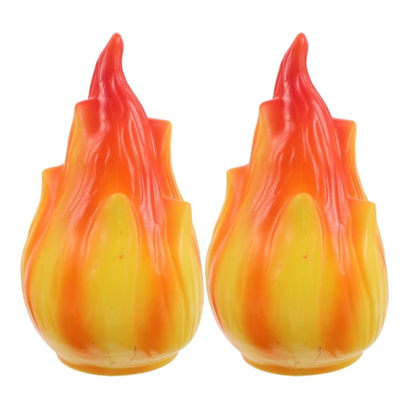 Hemobllo Plastic Flame Shade Solar Lamp Yellow 2Pcs
