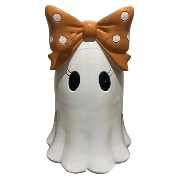 Halloween Cute Bow Ghosts Statue Ornament, Spooky Ghosts Resin Figurine Gothic Tabletop Decoration For Home, Offices And Party