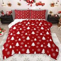 Homewish Teens Xmas Tree Snowflakes Bedding Comforter Set 2pcs,Merry Christmas Twin Comforter Sets Microfiber,Happy New Year Breathable Bedding Set,Breathable Home Decor,Reversible