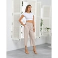 thumbnail image 7 of HDE Women's Pull On Linen Capri Cropped High Waisted Pants Gray Beige - XXL, 7 of 7