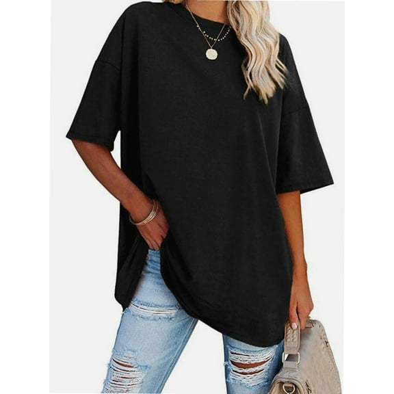 Womens T Shirts Summer Crewneck Short Sleeve Loose Fit Basic Tee Tops Workout Clothes
