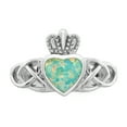 thumbnail image 4 of Sterling Silver Rhod-plated Lab Created Opal Celtic Knot Crown Ring QR6901, 4 of 6