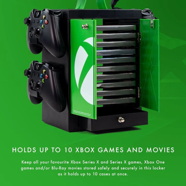 Numskull Official Xbox Series X Gaming Locker, Controller Holder, Headset Stand for Xbox Series X|S, PS5, Nintendo Switch - Official Xbox Merchandise