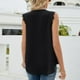 thumbnail image 4 of Camiseta sin mangas para mujer con cuello en V y encaje holgado, color sólido, camisa casual de gasa fresca para uso diario, 4 of 6