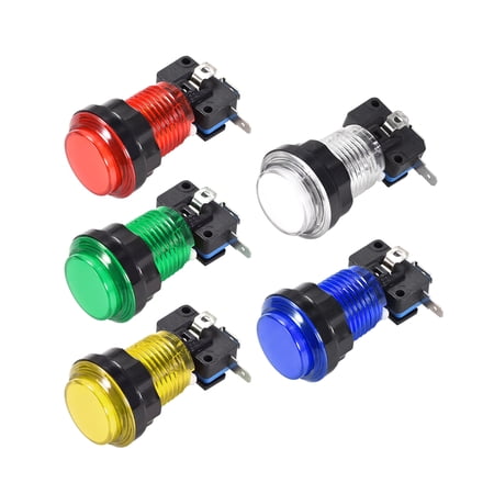 Game Push Button 33.5mm Round 12V LED Illuminated Push Button Switch with Micro switch 5 Colors 5pcs price history on PriceWatchPro