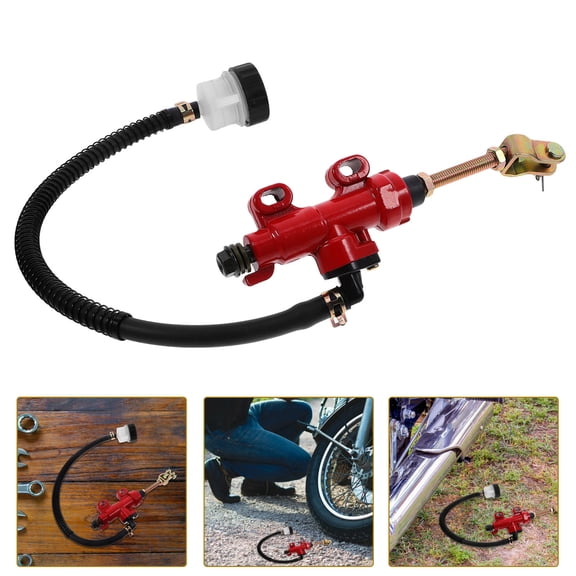 FOMIYES Motorcycle Rear Brake Master Cylinder Hydraulic Pump for Easy Installation Red Plastic Rubber Iron