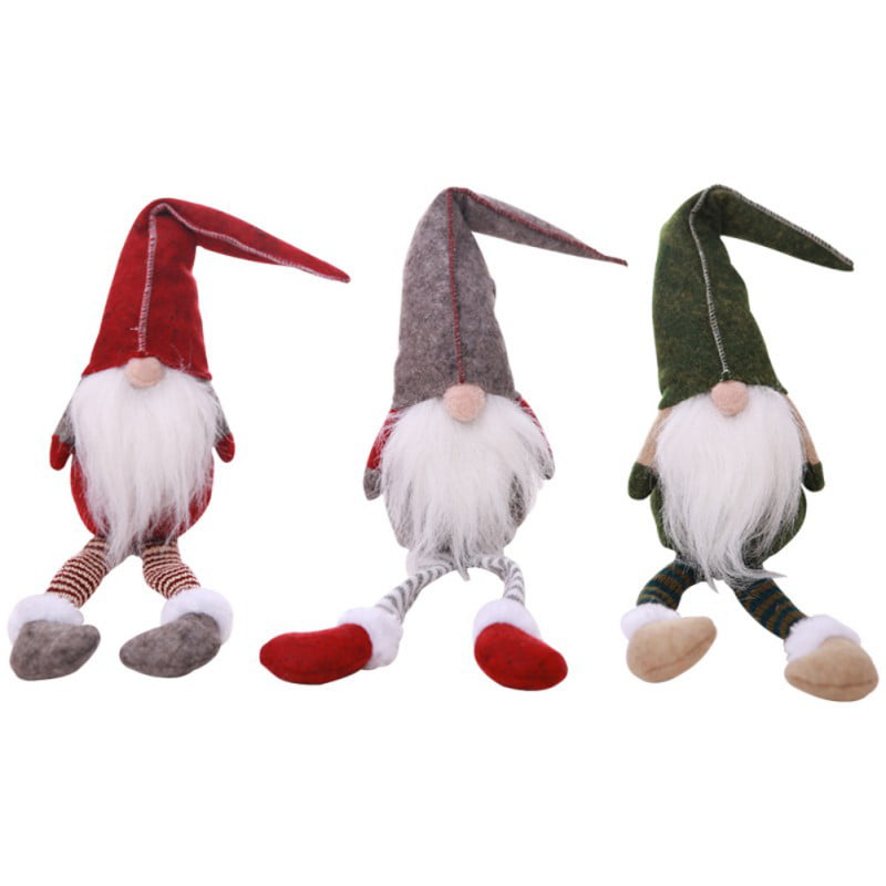 Roorsily 1PC Handmade Gnome Figurines Long Legs Plush Sitting Swedish Christmas Elf Home Desktop Collectible Doll Stuffed Decor Holiday Party Supplies Table Ornament for Home Decoration