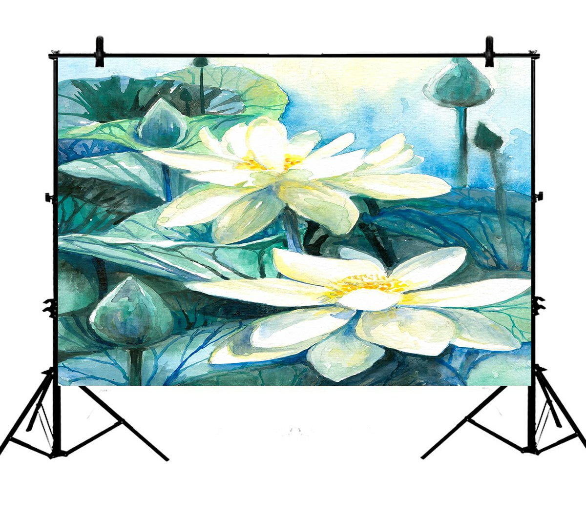 Phfzk 7x5ft Oil Painting Floral Backdrops White Lotus Flower Photography Backdrops Polyester Photo Background Studio Props Walmart Com Walmart Com