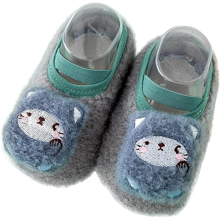 

QWZNDZGR Rubber Sole First Walker Soft Cotton Baby Sneakers Toddler First Walking Shoes Socks Booties with Grips